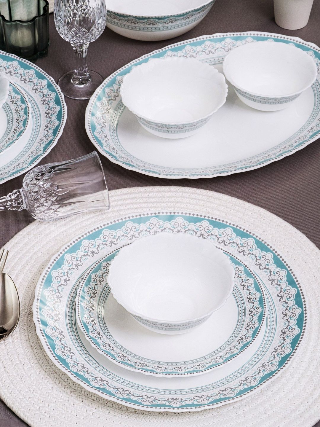 Cello White 2026 33 Pieces Opalware Dishwasher and Microwave Safe Dinner Set of