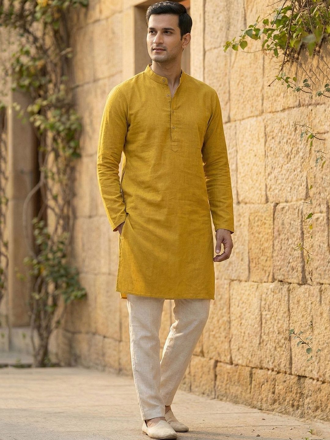 CHHAAP Cotton Blend Straight Above Knee Kurta