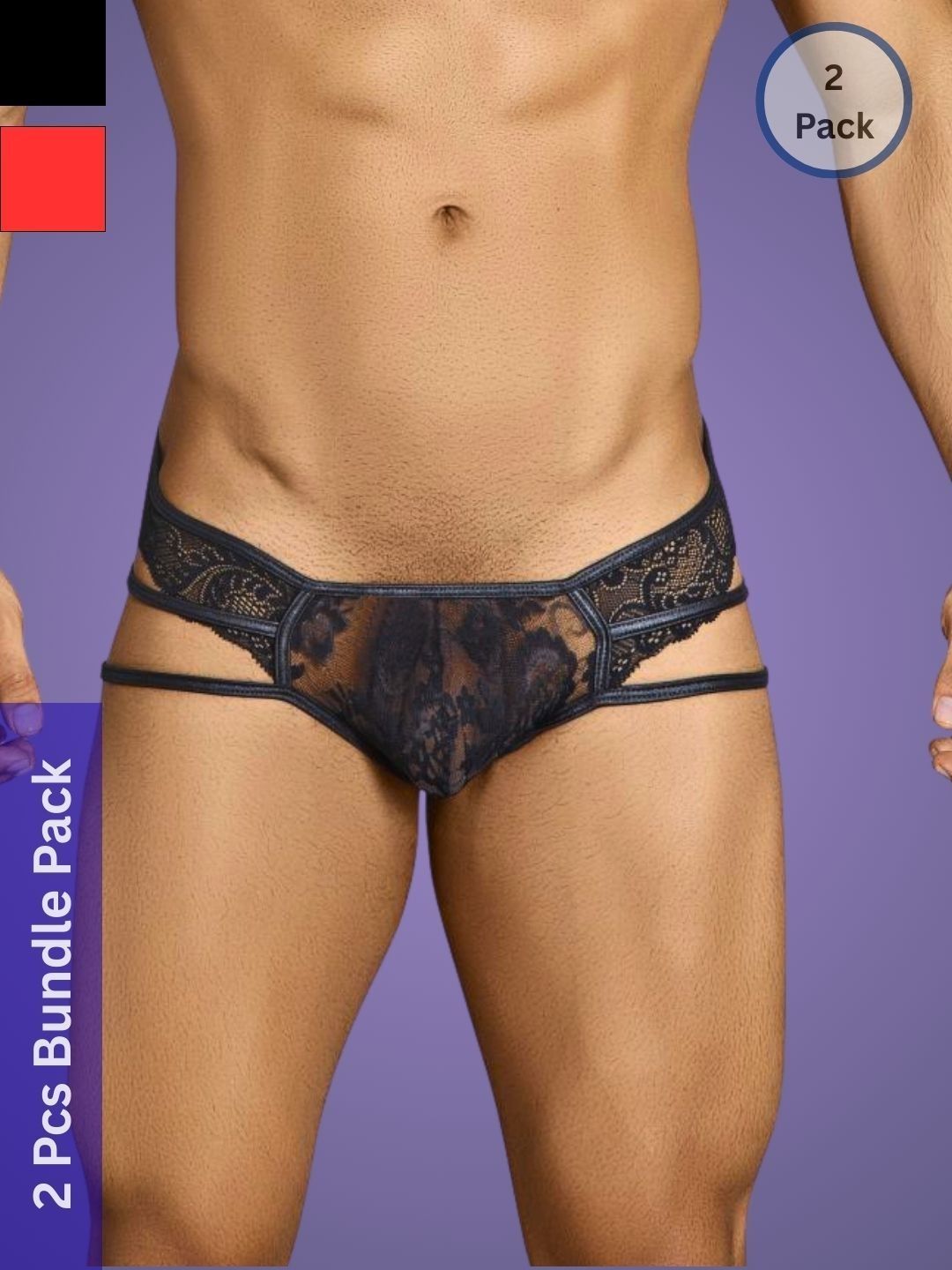 Muquam Men Pack of 2 Printed Anti Bacterial Lace Bikini