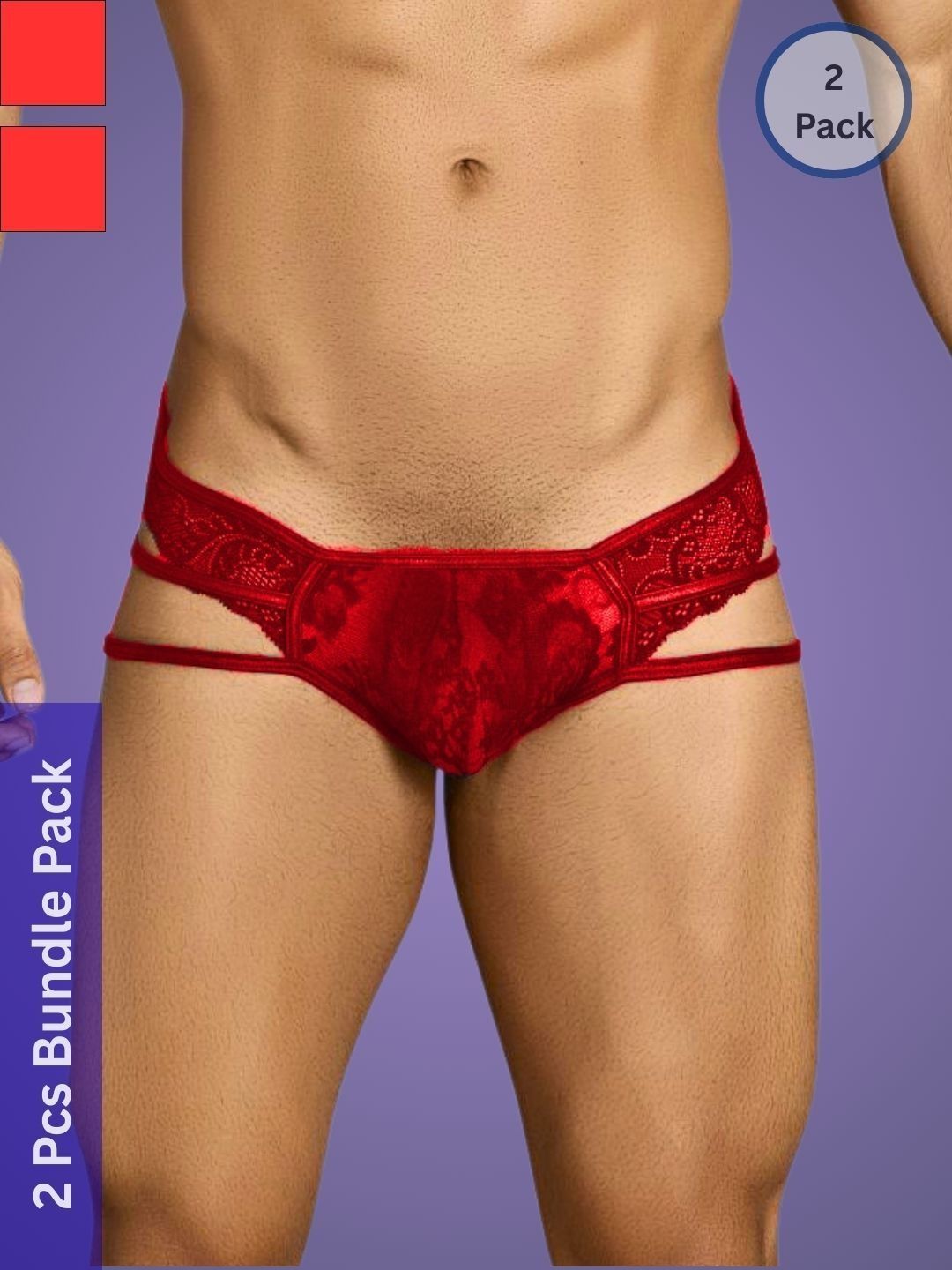 Muquam Men Pack of 2 Printed Anti Bacterial Lace Bikini