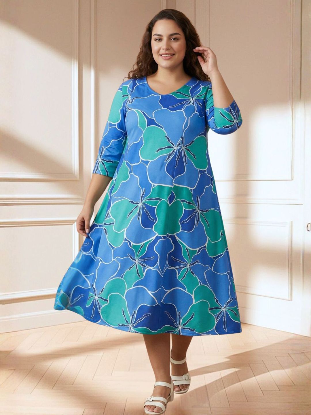 fitted lace wedding dress Buy AMYDUS Plus Size Maxi Dress for Women | Printed | A Line Fit | Cloud  Soft Fabric | Sweat Absorbing | XL to 9 XL Dresses main image 0