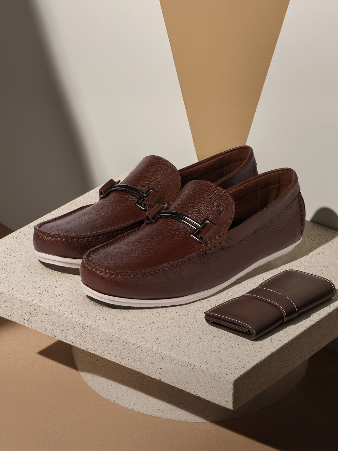 Ruosh Men Textured Leather Loafers