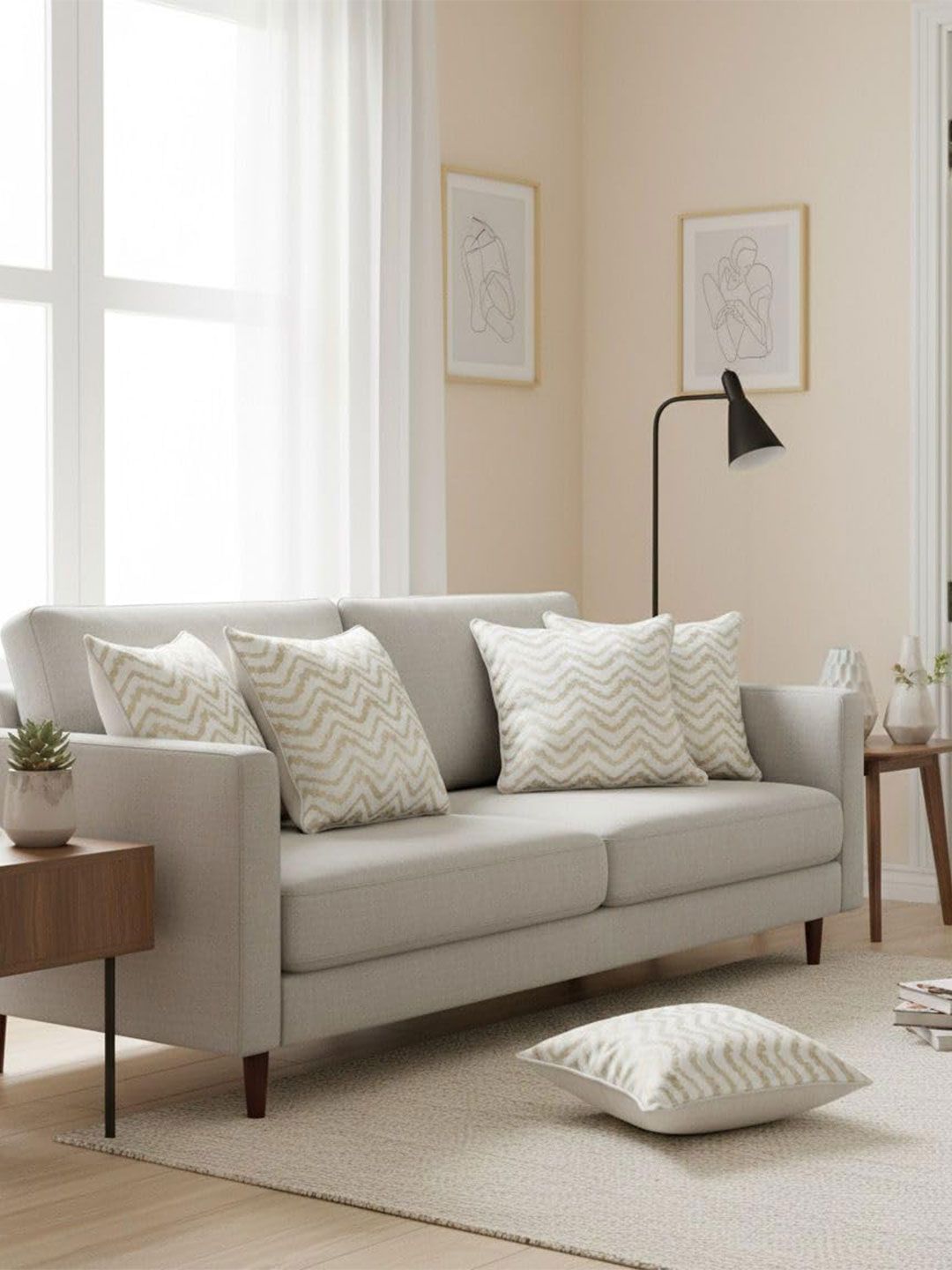 CASA-NEST White Set of 5 Square Cushion Covers
