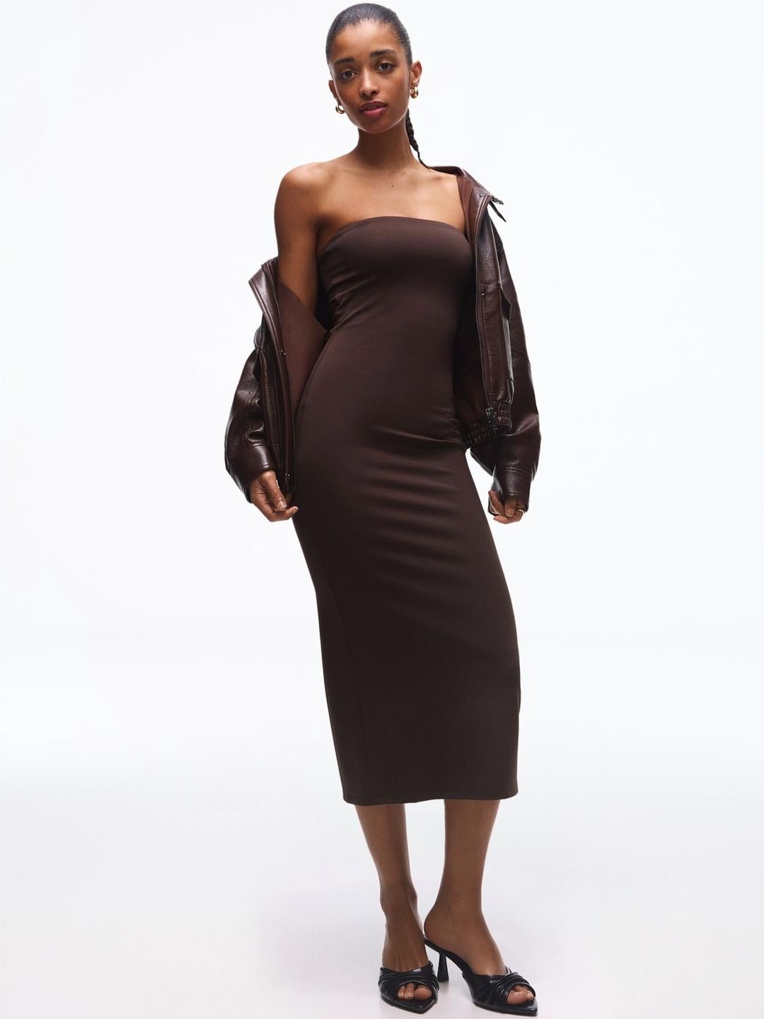 Bandeau knit midi dress