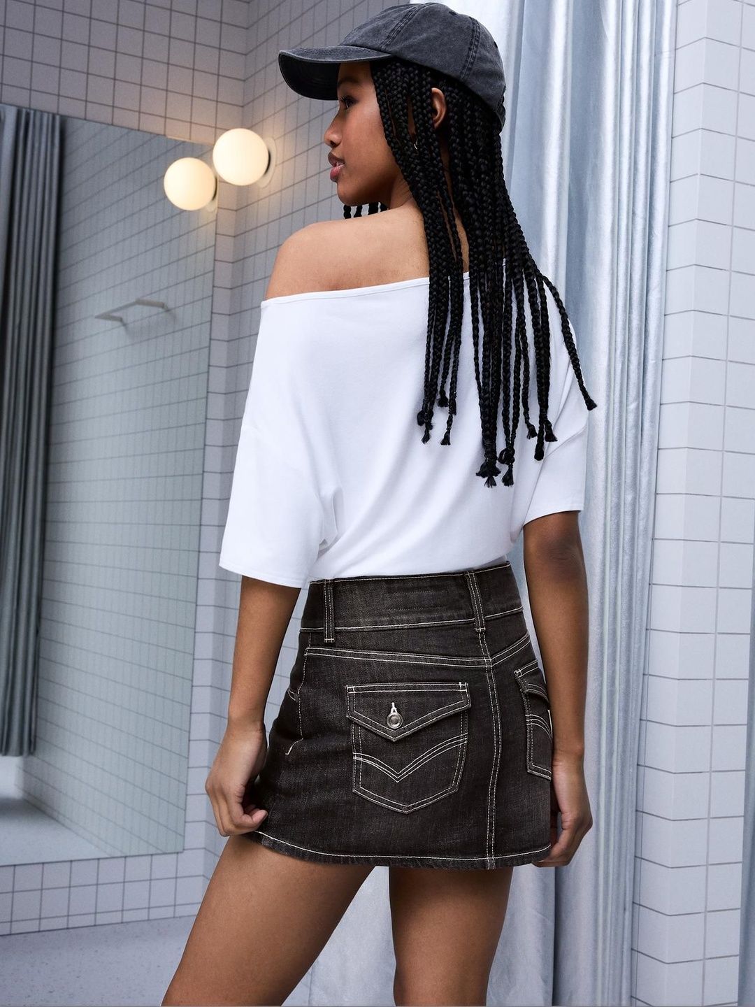 Denim skort