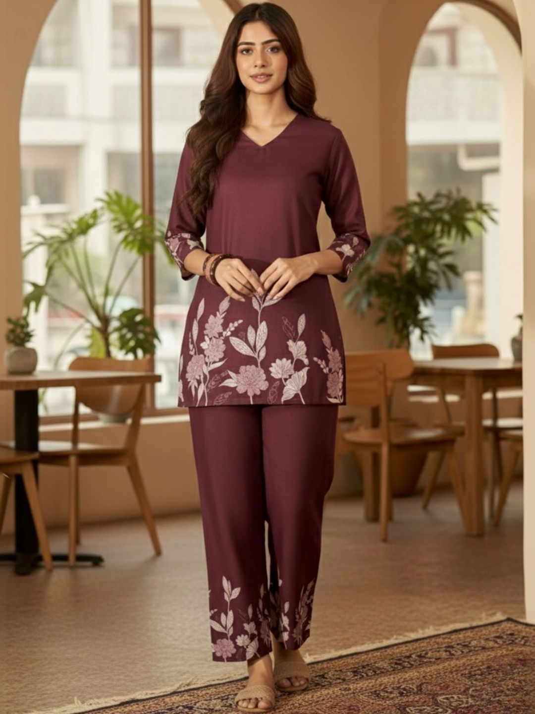 SOURAGYA Floral Printed Tunic with Trousers