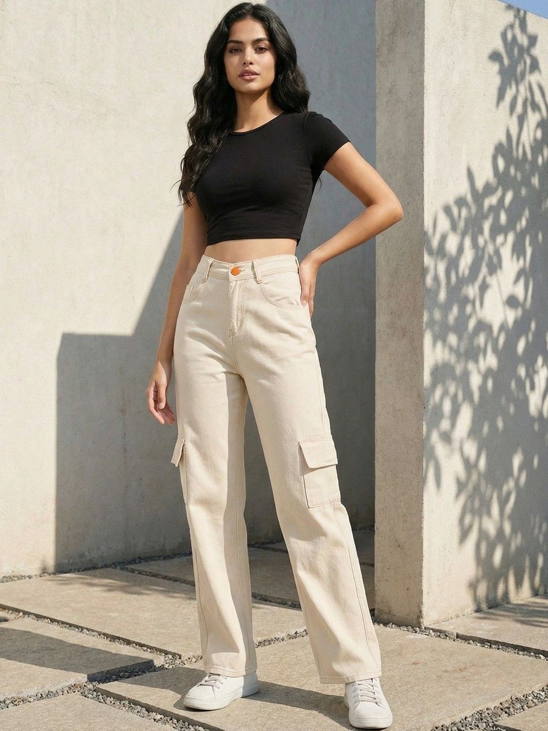Women Straight Fit Mid-Rise Jeans Encrypt Women Classic Straight Fit Mid-Rise Stretchable Jeans