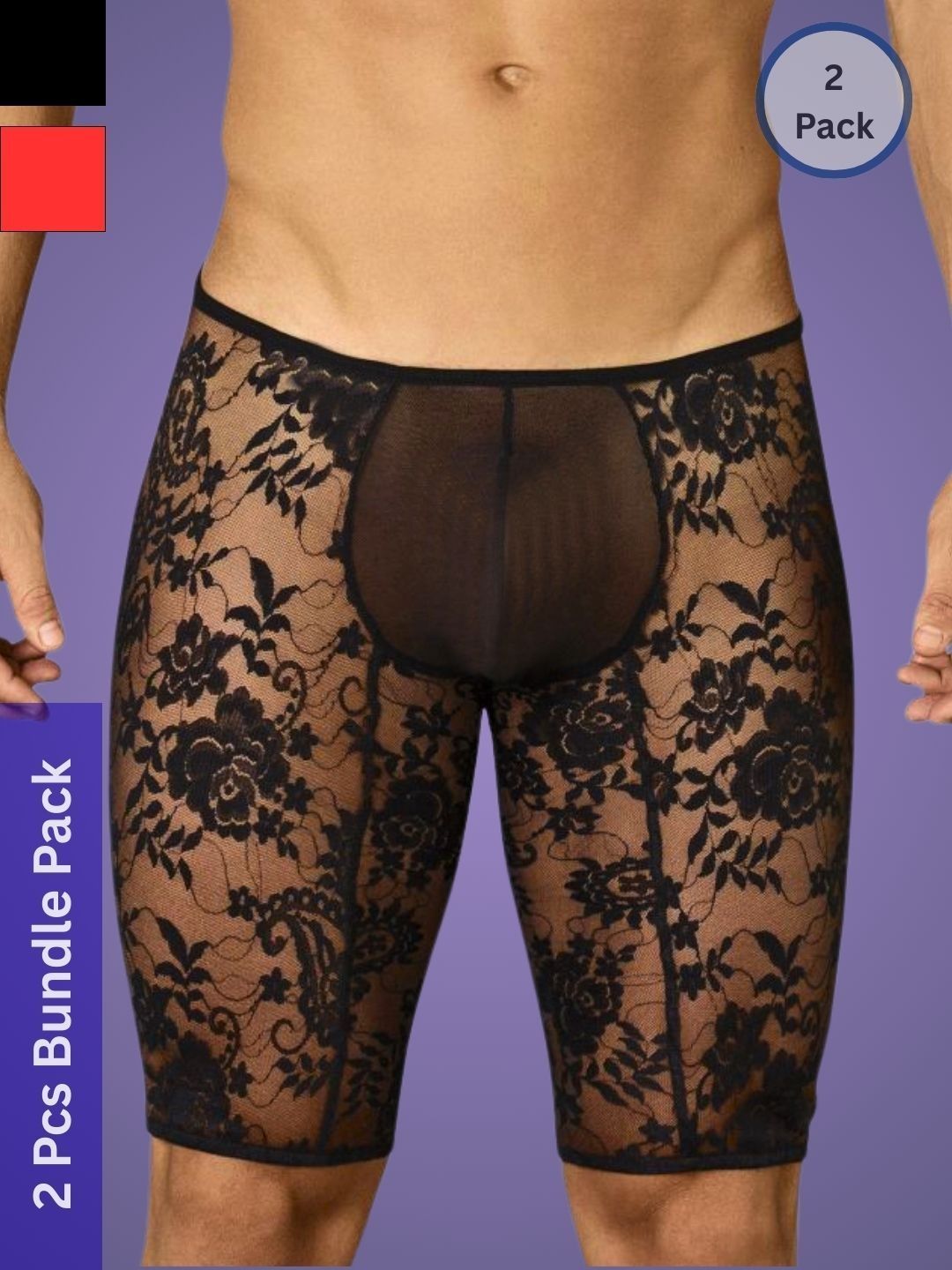 Muquam Men Pack of 2 Printed Anti Bacterial Lace Boxer-Style Briefs
