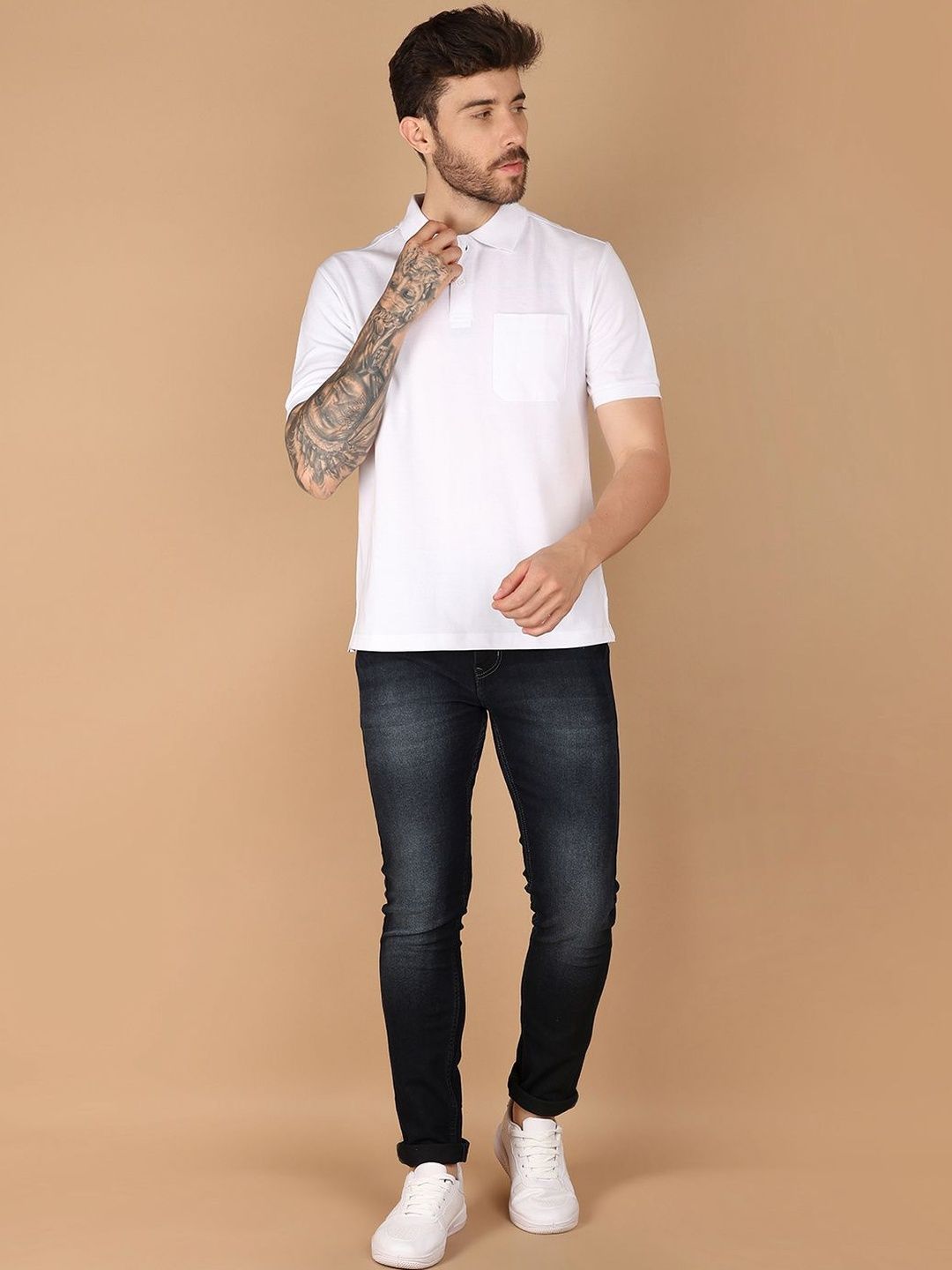 V-Mart Men Polo Collar Pockets T-shirt