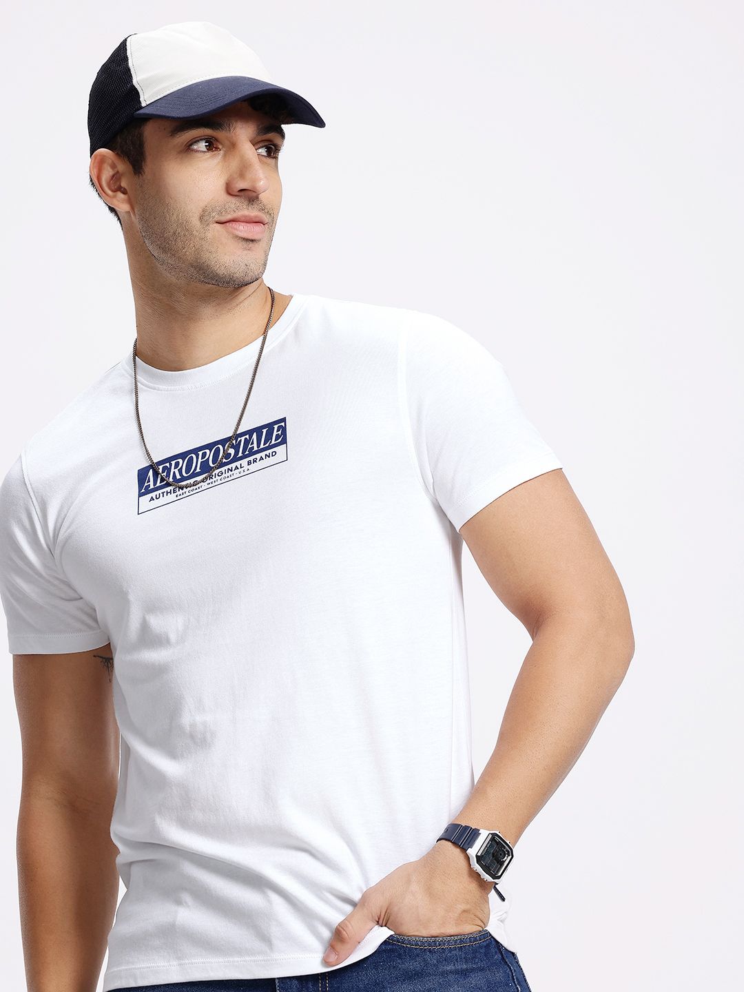 Aeropostale Brand Logo Printed Pure Cotton Slim Fit T-shirt