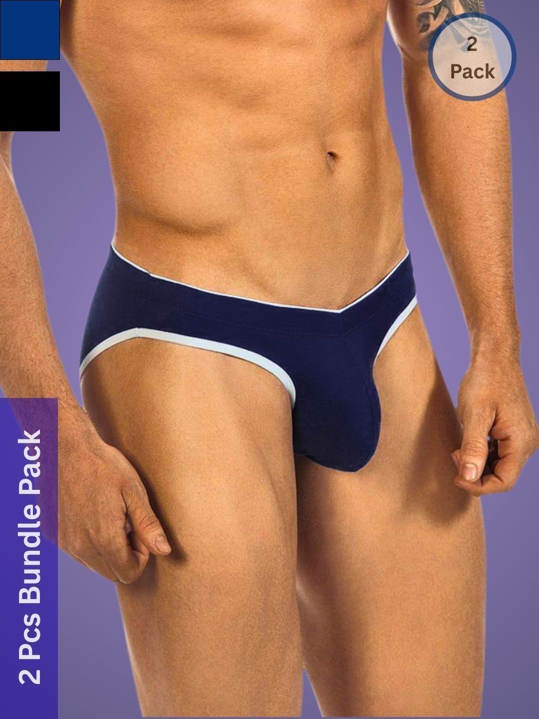 Muquam Men Pack of 2 Anti Bacterial Basic Briefs