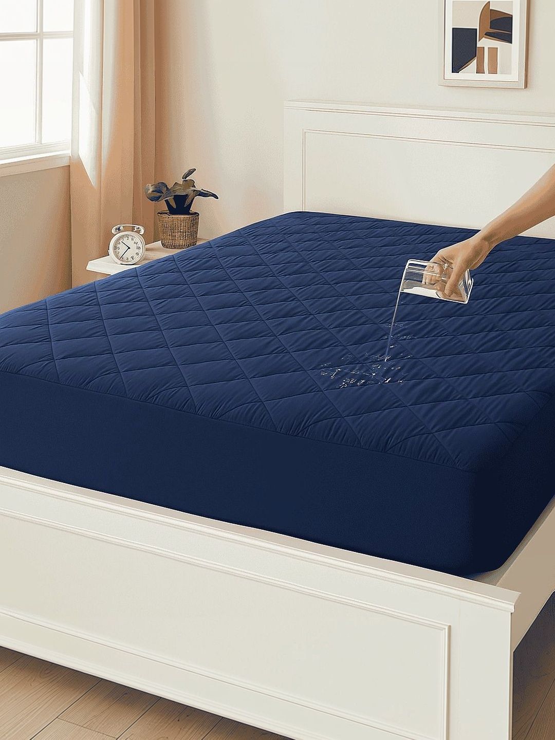 LA VERNE LA VERNE Blue Terry Water Resistant Mattress Protector