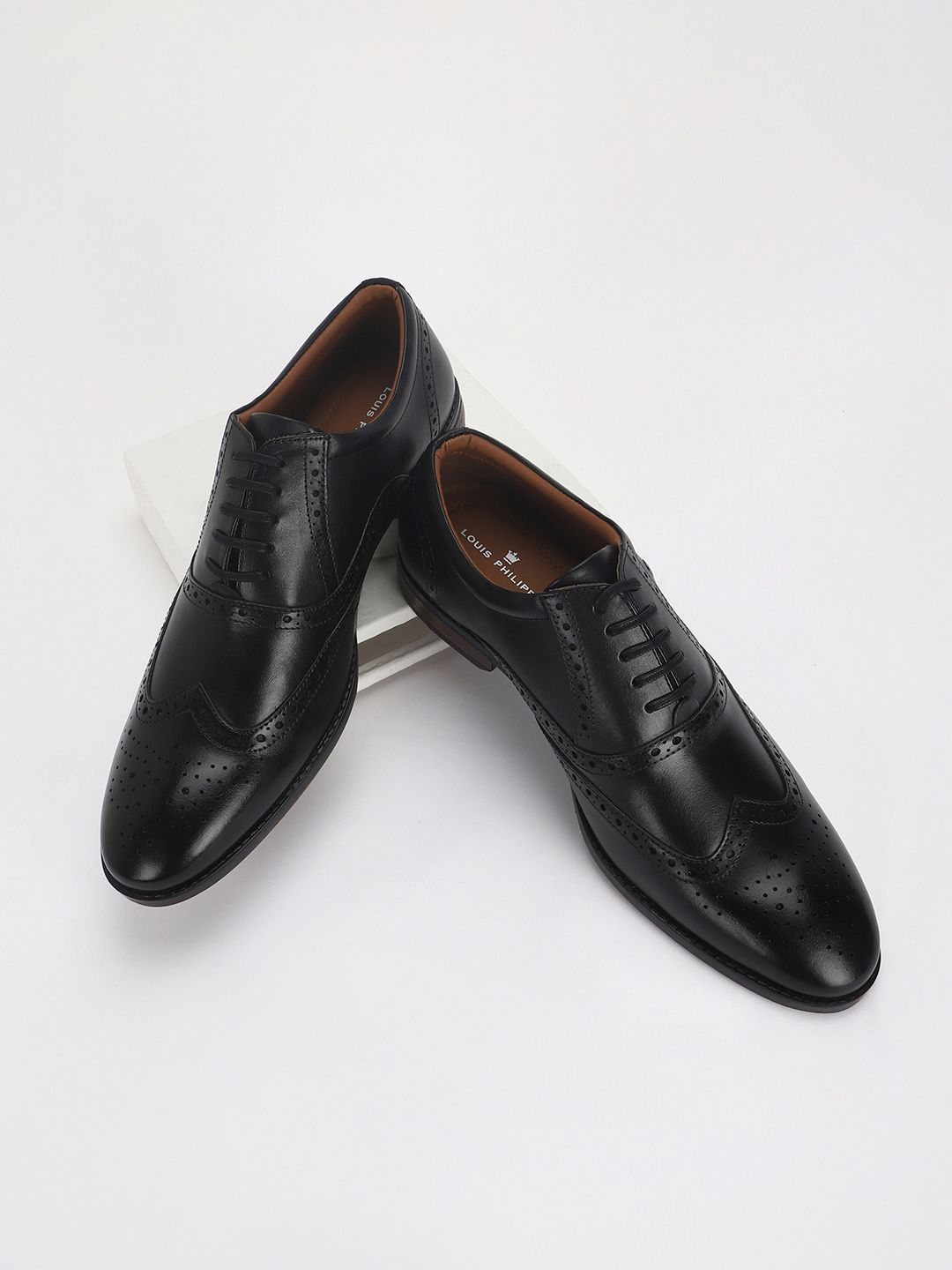 Louis Philippe Men Premium Leather Breathable Anti Slip with Heel Formal Oxford Shoes