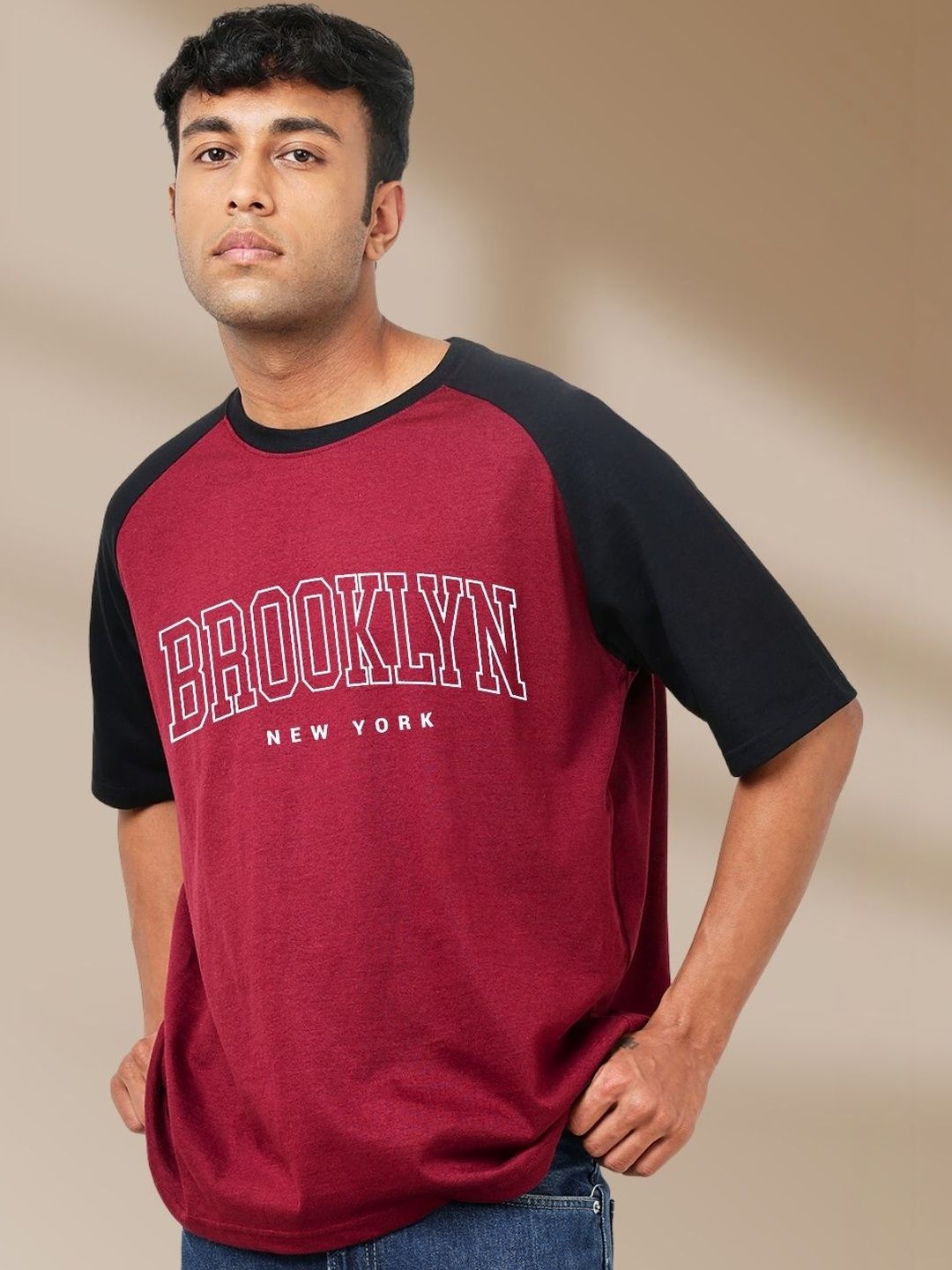 Cool Plus Men Typography Colourblocked T-shirt