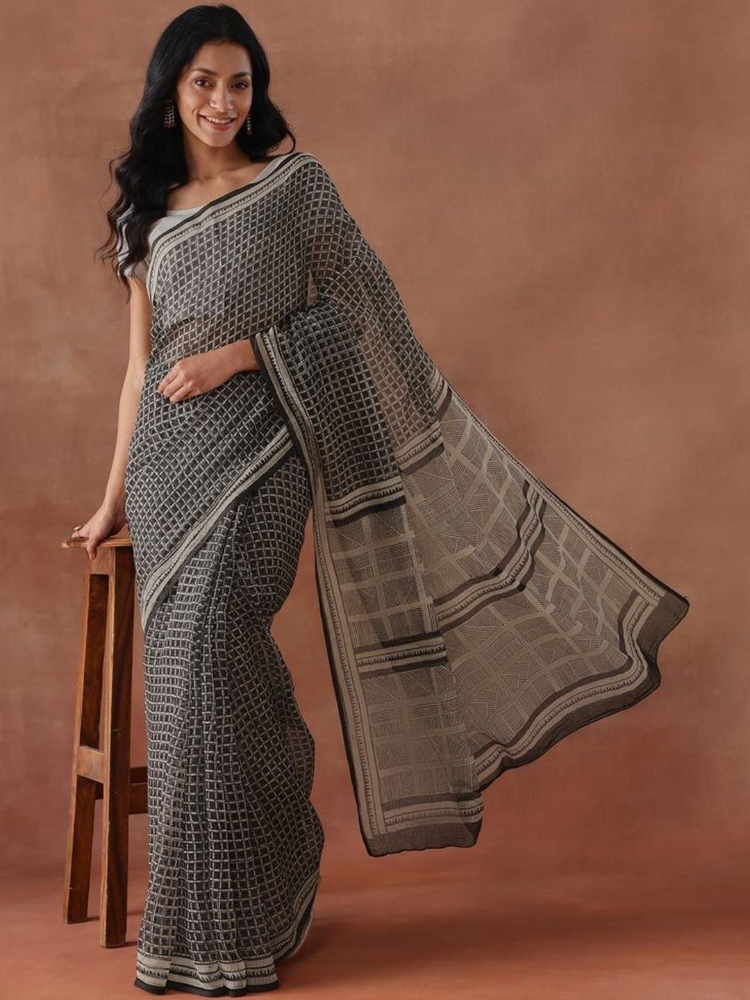 Fabindia Fabindia Silk Cotton Bagru Saree