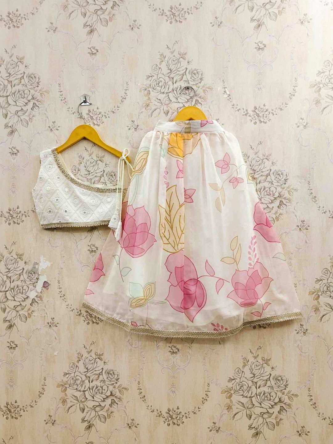 Q-one Store Girls Embroidered Thread Work Ready to Wear Lehenga &