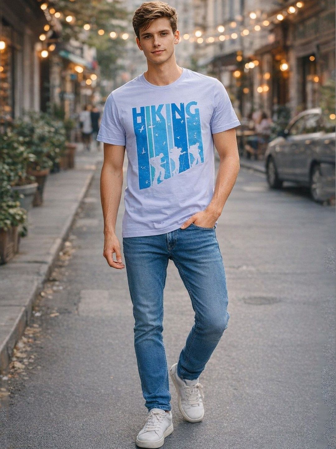 The Roadster Lifestyle Co Printed Cotton Round Neck T-shirt