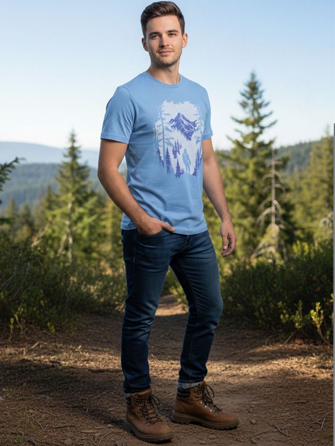 The Roadster Lifestyle Co Printed Round Neck Tshirt