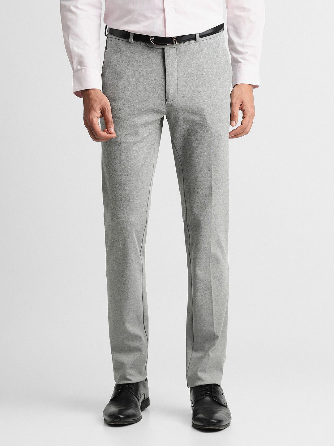 Peter England Men Grey Slim Fit Trousers
