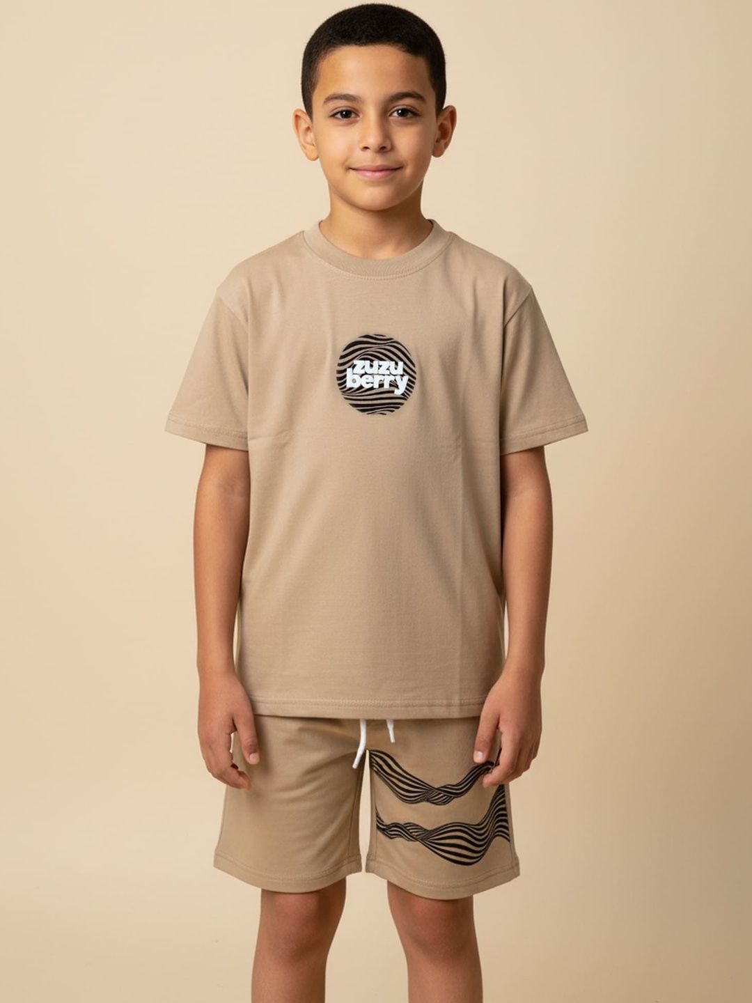 Zuzuberry Kids Printed Drop-Shoulder Sleeves T-shirt