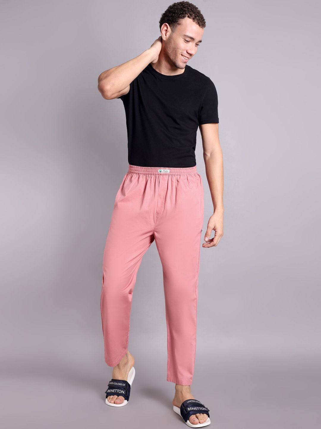 MINJAR Cotton Mid-Rise Straight-Leg Lounge Pant