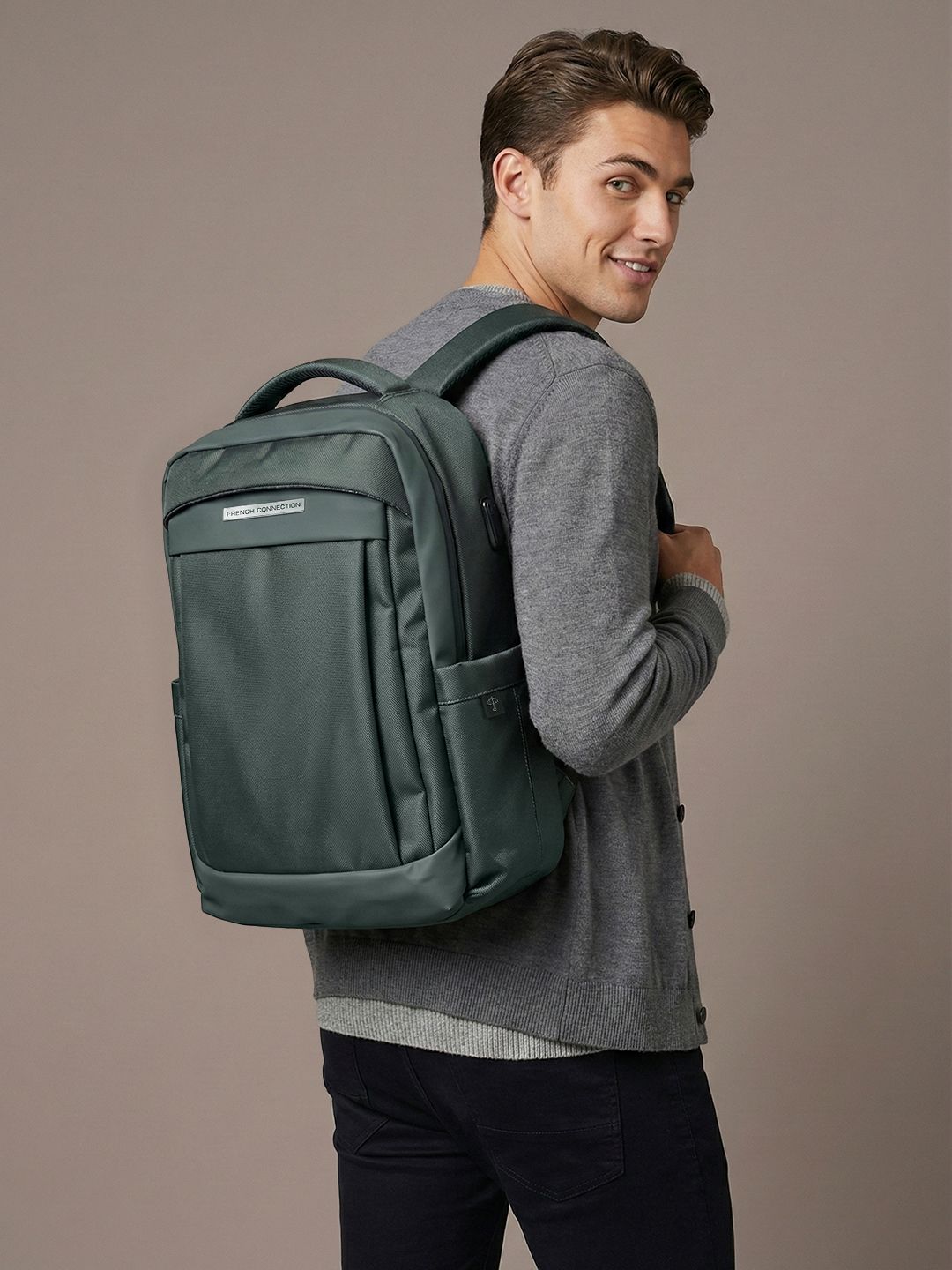 French Connection Men Laptop Backpack with USB Charging Port