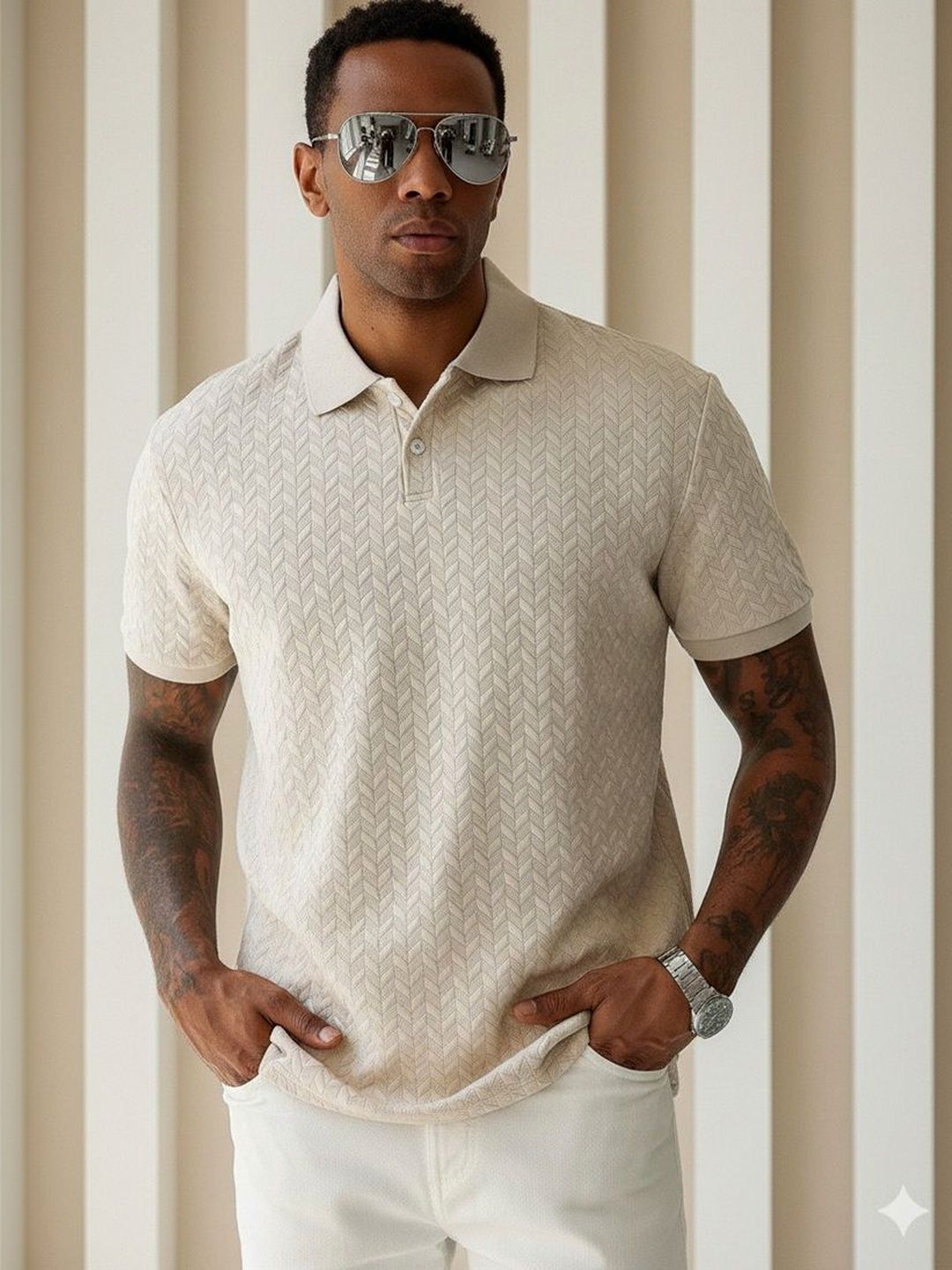 R.Code by The Roadster Life Co. Men Polo Collar T-shirt