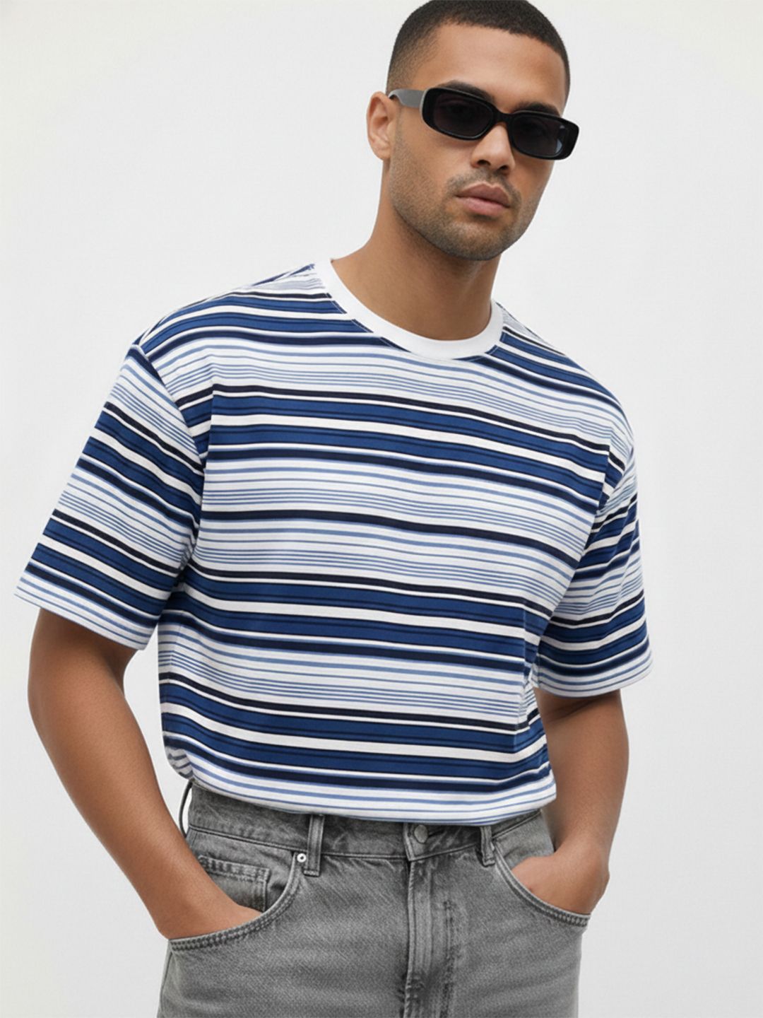 The Roadster Life Co. Striped Relaxed Fit T-shirt