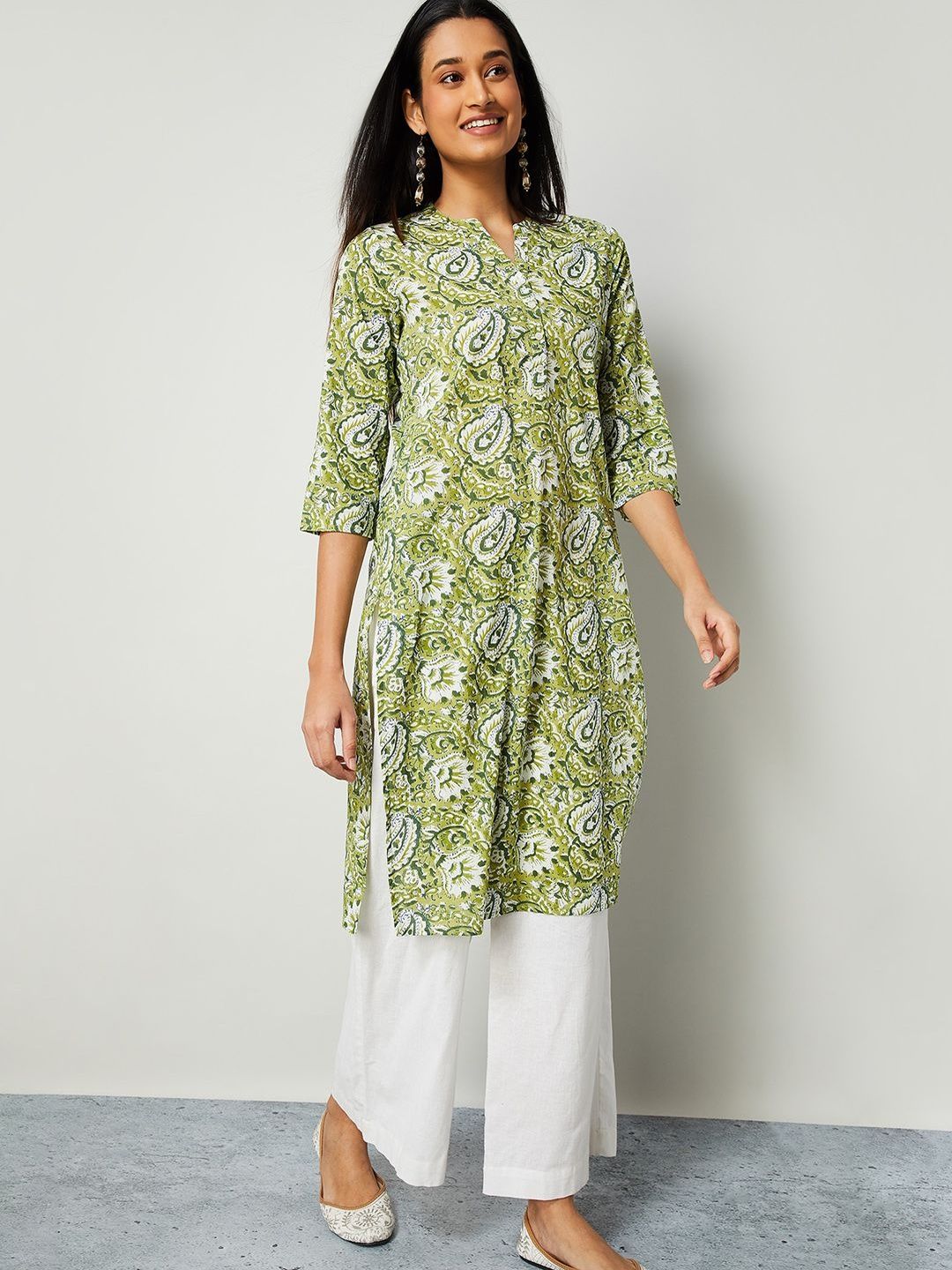 Melange by Lifestyle Women Ethnic Motifs Printed Thread Work Kurta