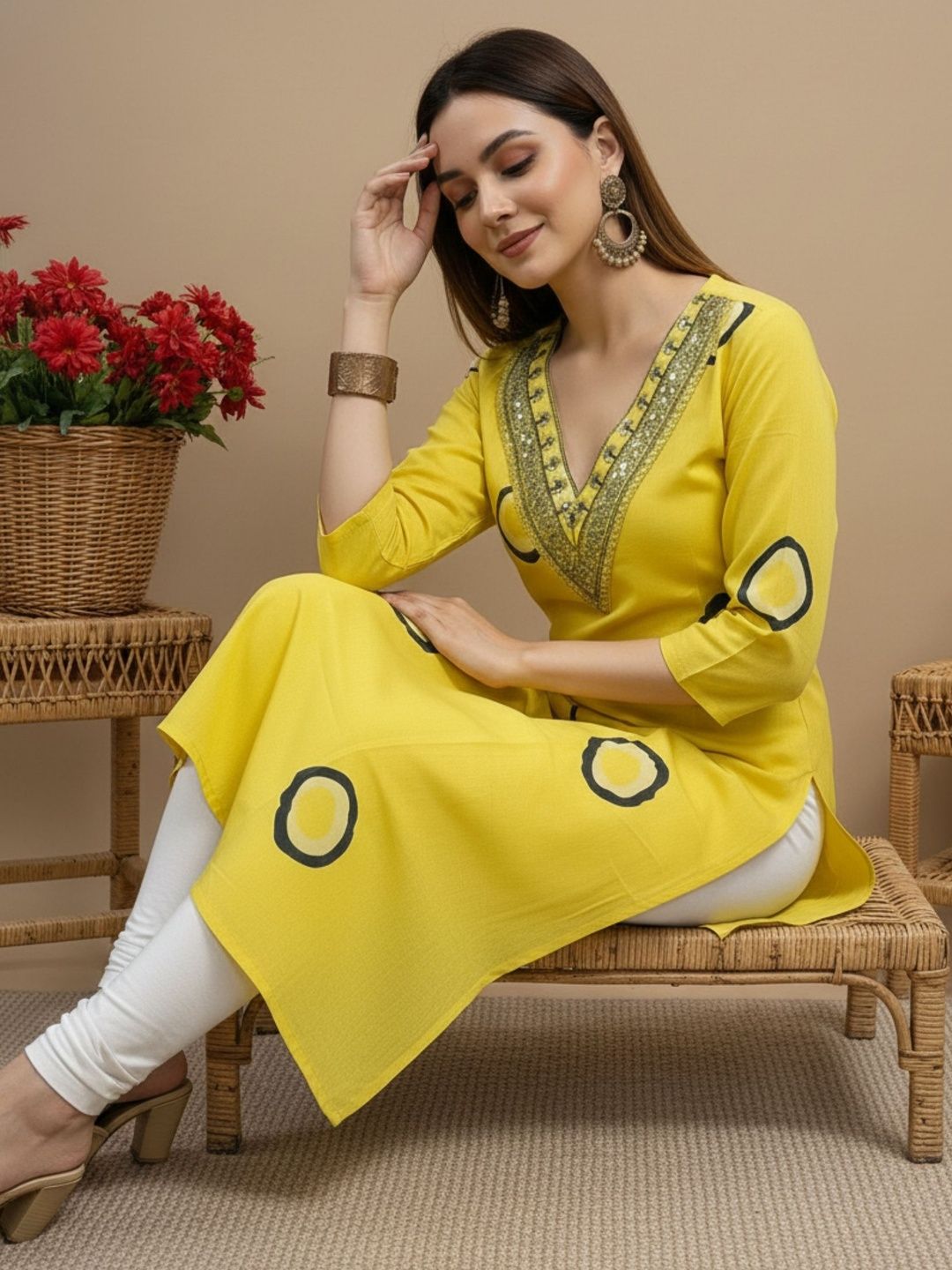 Pjyot by surhi Women Embroidered Thread Work Kurta