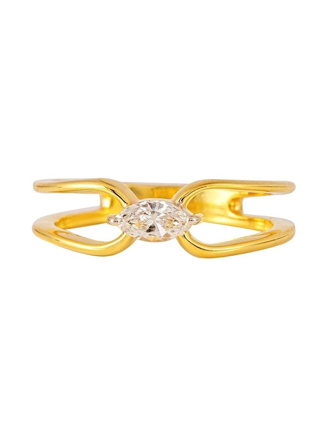 DAZZLING CONCEPTS 925 Sterling Silver Marquise Bloom Ring - Gold Polished