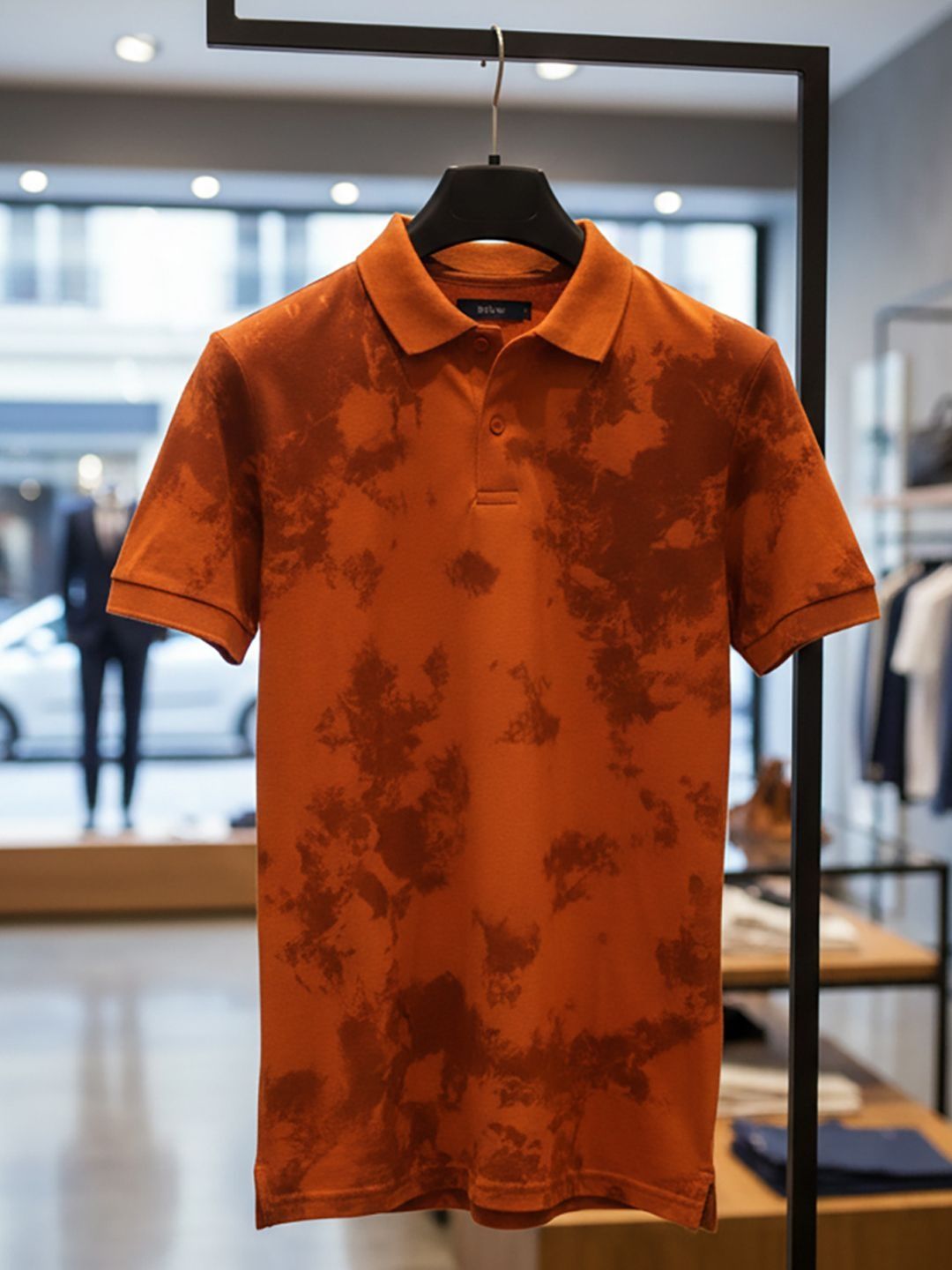 SZN Men Tie and Dye Dyed Polo Collar T-shirt