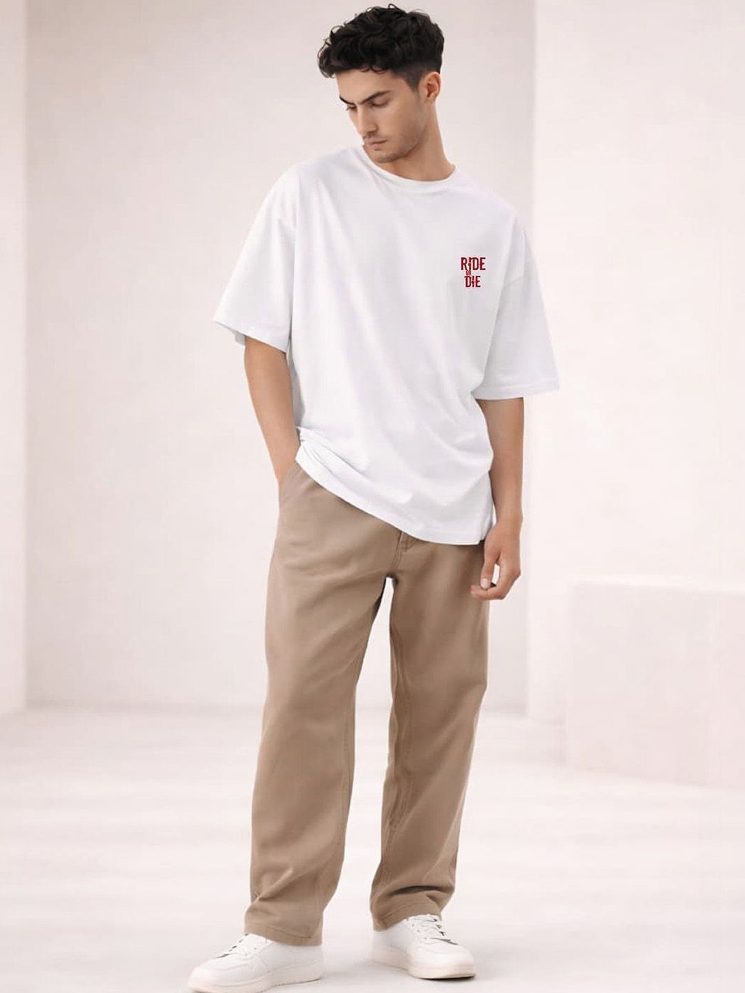 YAK YAK Men Oversized Drop Shoulder Organic Cotton T-Shirt
