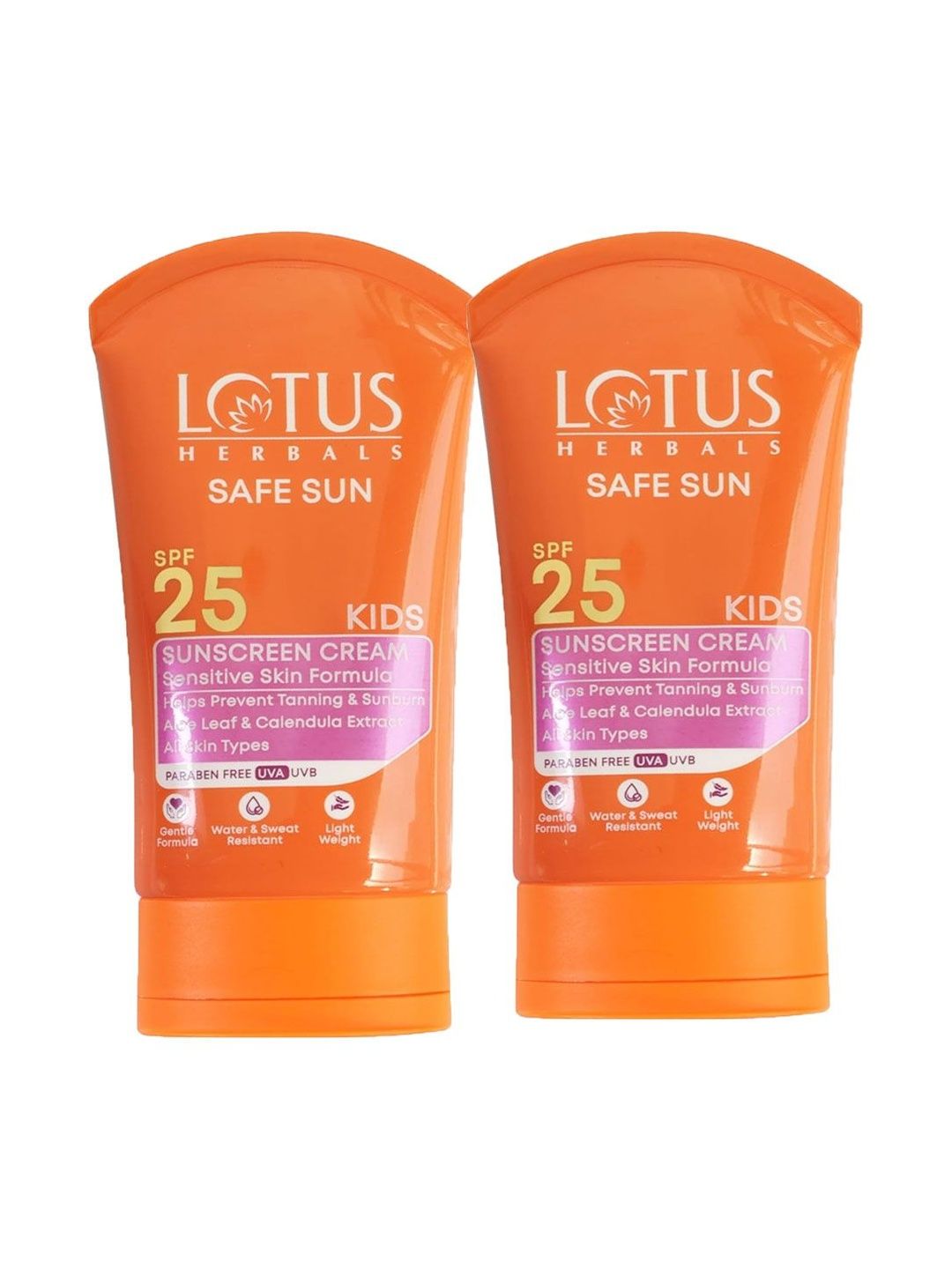 Lotus Herbals Set Of 2 Safe Sun Kids Sunscreen SPF 25 - 50 g Each