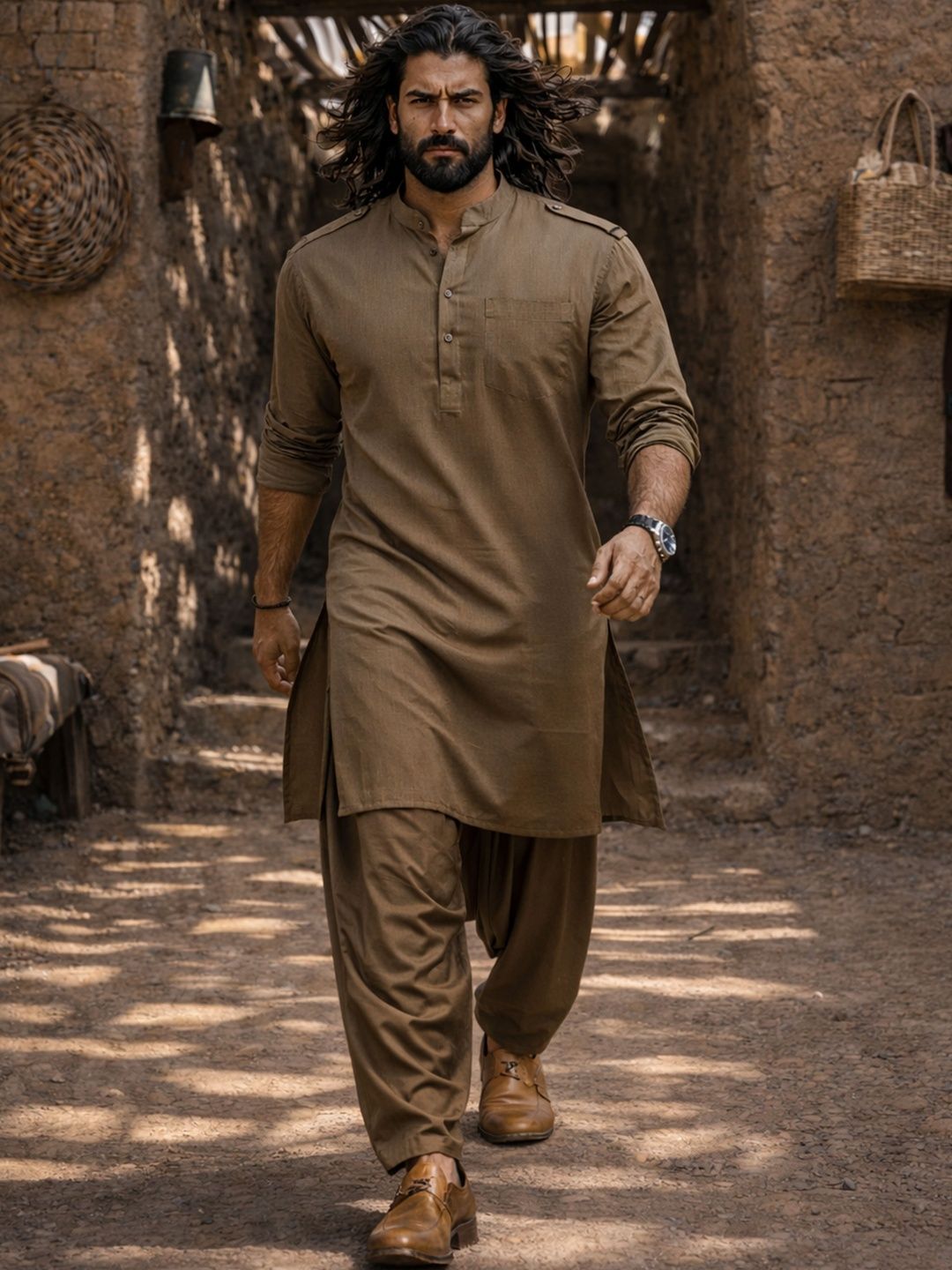 Buy VASTRAMAY Men's Black and White Viscose Pathani Kurta Only, Traditional Pathani in Soft Comfortable Feel Viscose Fabric for Weddings, Ethnic Outfit (VASMPT598BL_36) at
