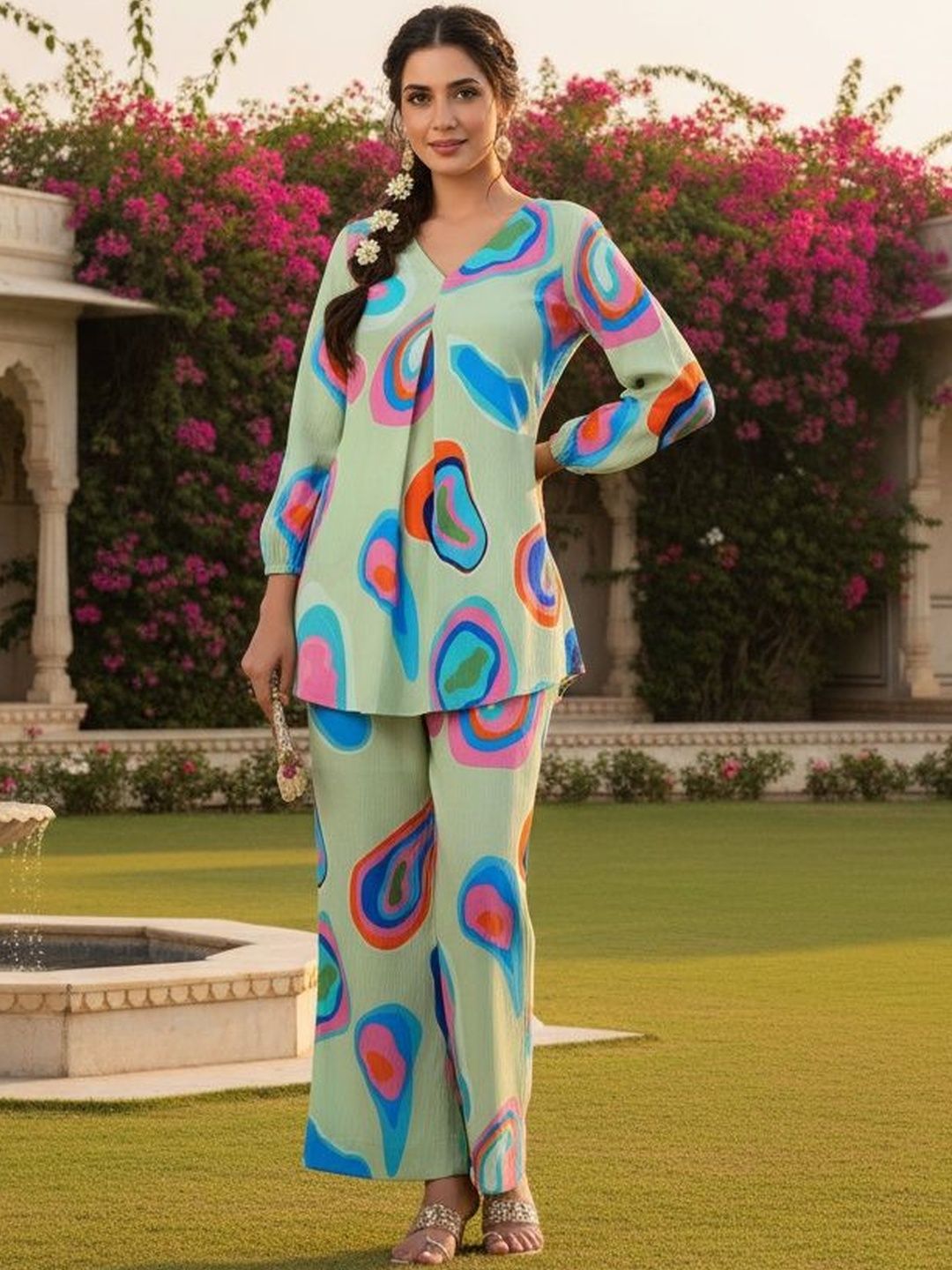 SZN SZN Printed Tunic with Palazzos