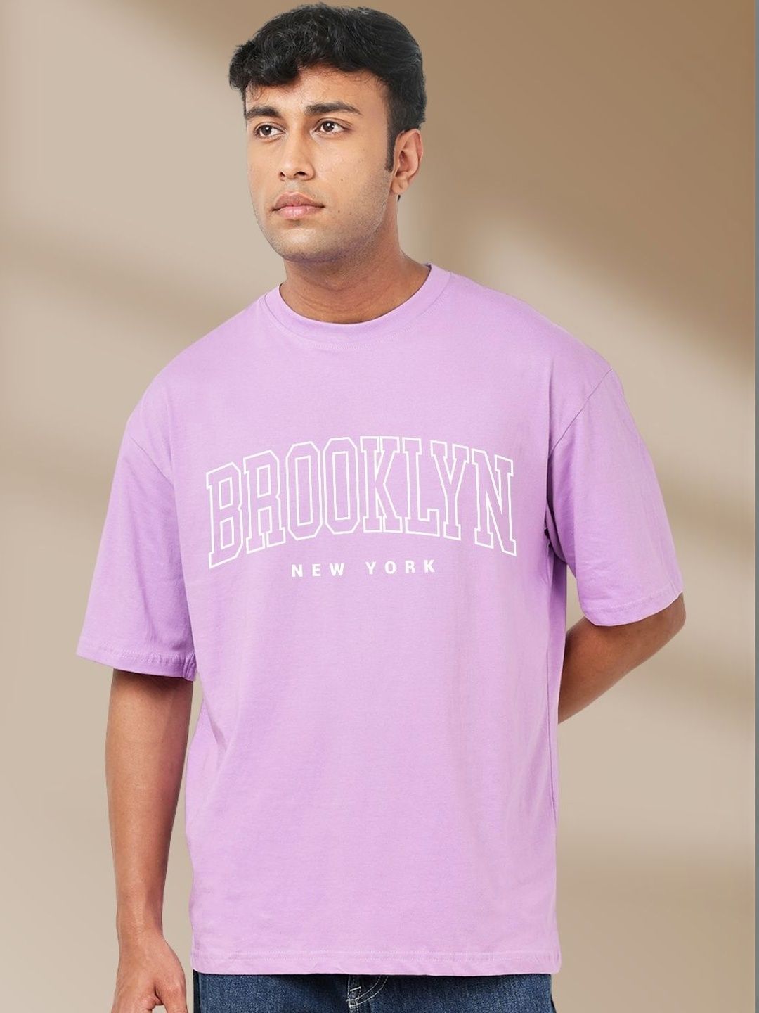 Cool Plus Purple Men Typography Oversized T-shirt
