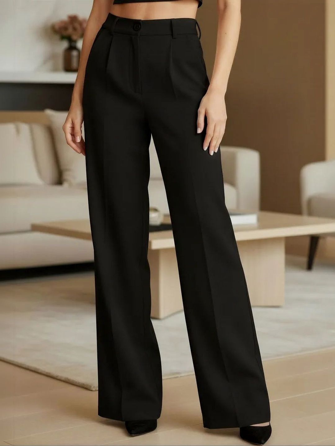 Aadvi Fashion Women Classic High-Rise Pleated Trousers