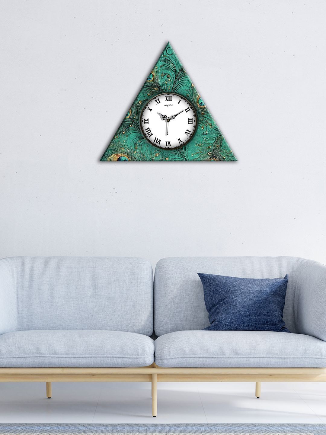 OLIVE TREE OLIVE TREE Green Printed Geometric Contemporary Wall Clock