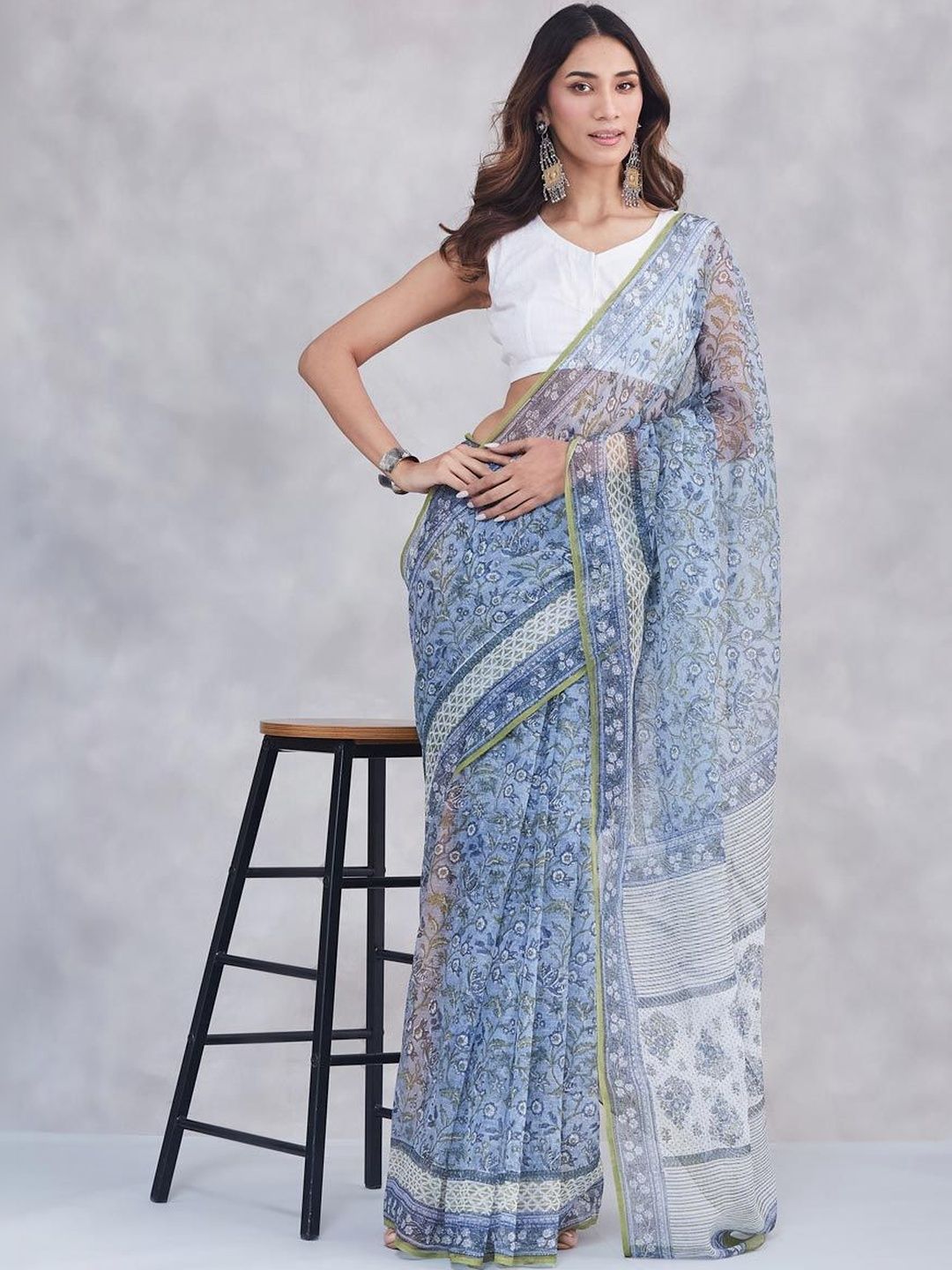 Fabindia Fabindia Floral Silk Cotton Handloom Saree