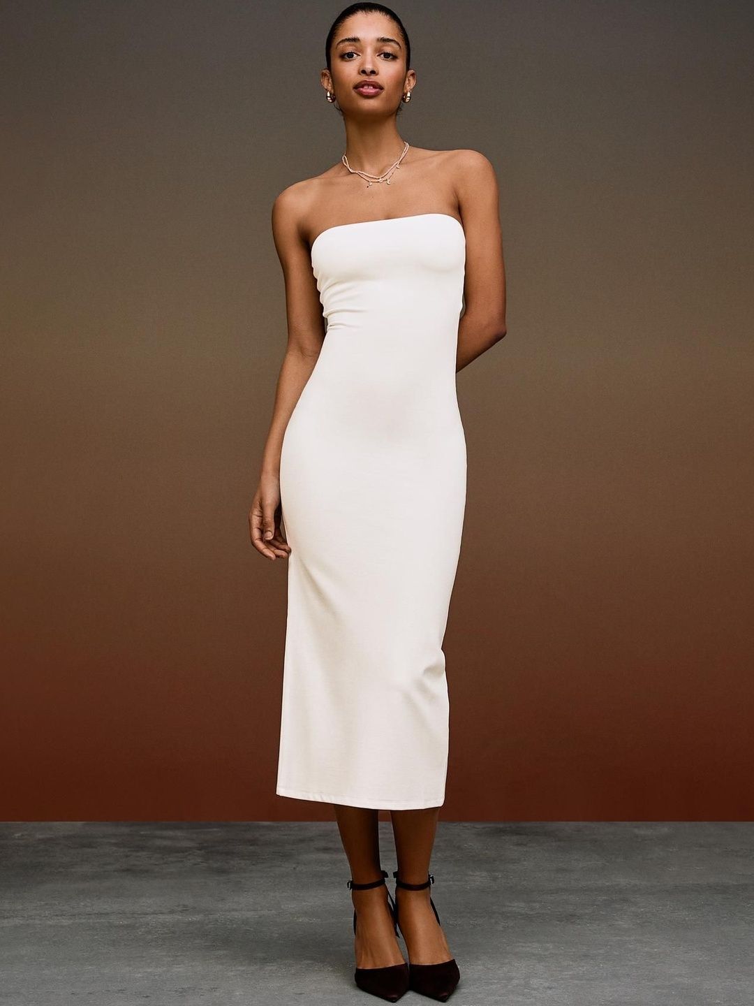 Bandeau knit midi dress