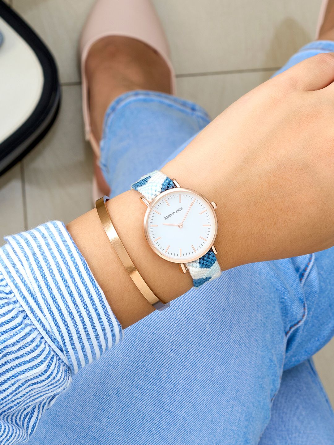 JOKER & WITCH Women Serenity Loom Rosegold Watch Gift Set