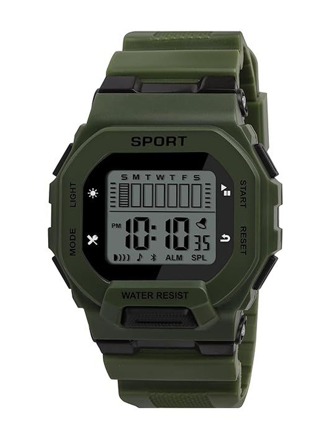 Brostin Unisex Dial & Straps Digital Stopwatch Watches Green Square Sport Watch