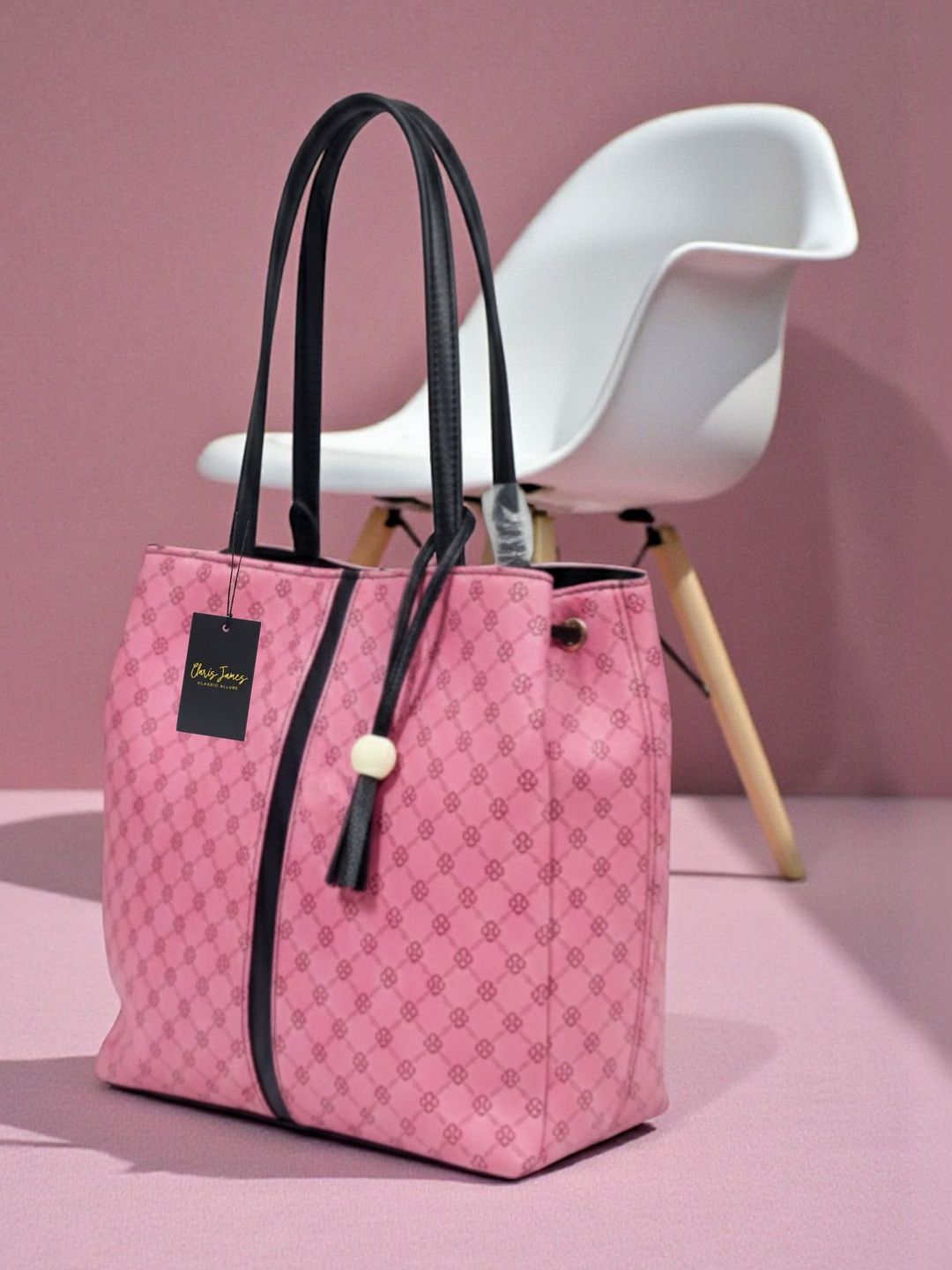 Buy CLARIS JAMES Printed PU Structured Tote Bag with Tasselled