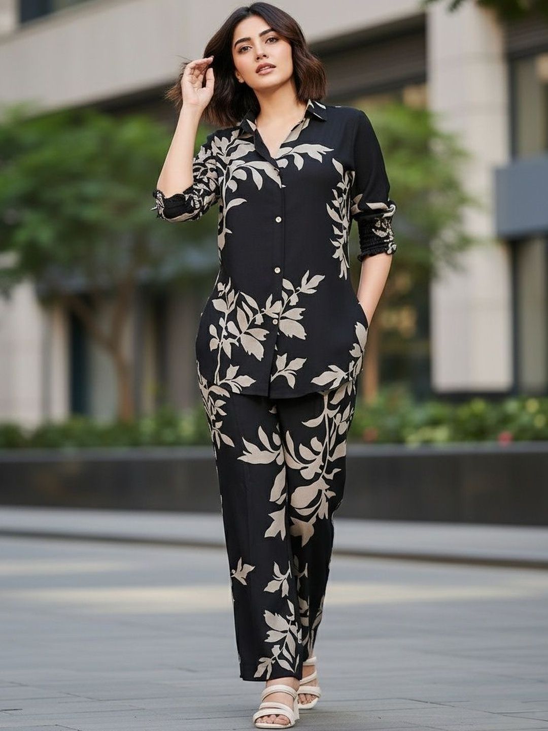 SZN SZN Floral Printed Shirt with Trousers