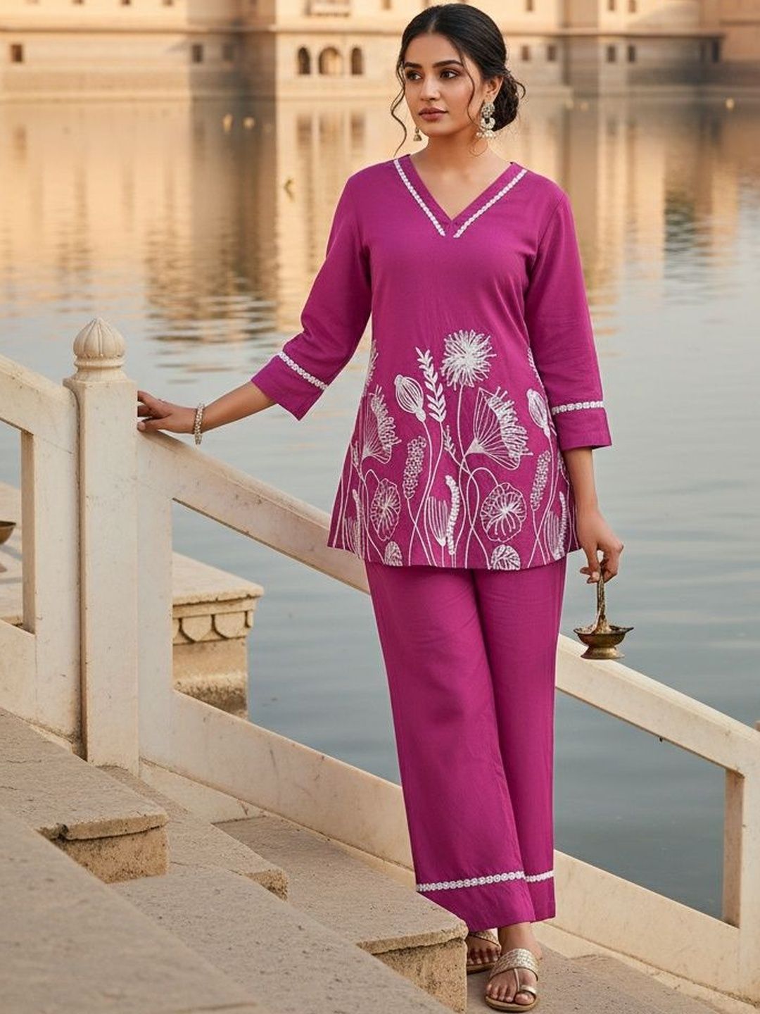 SZN Embroidered Top with Trousers