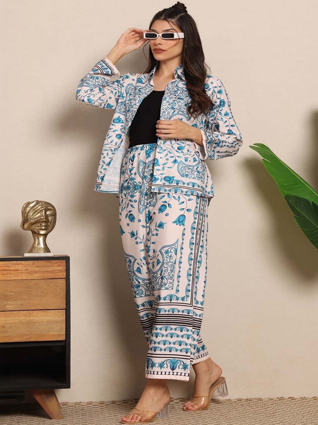GENZILOOKS Floral Printed Shirt with Trousers