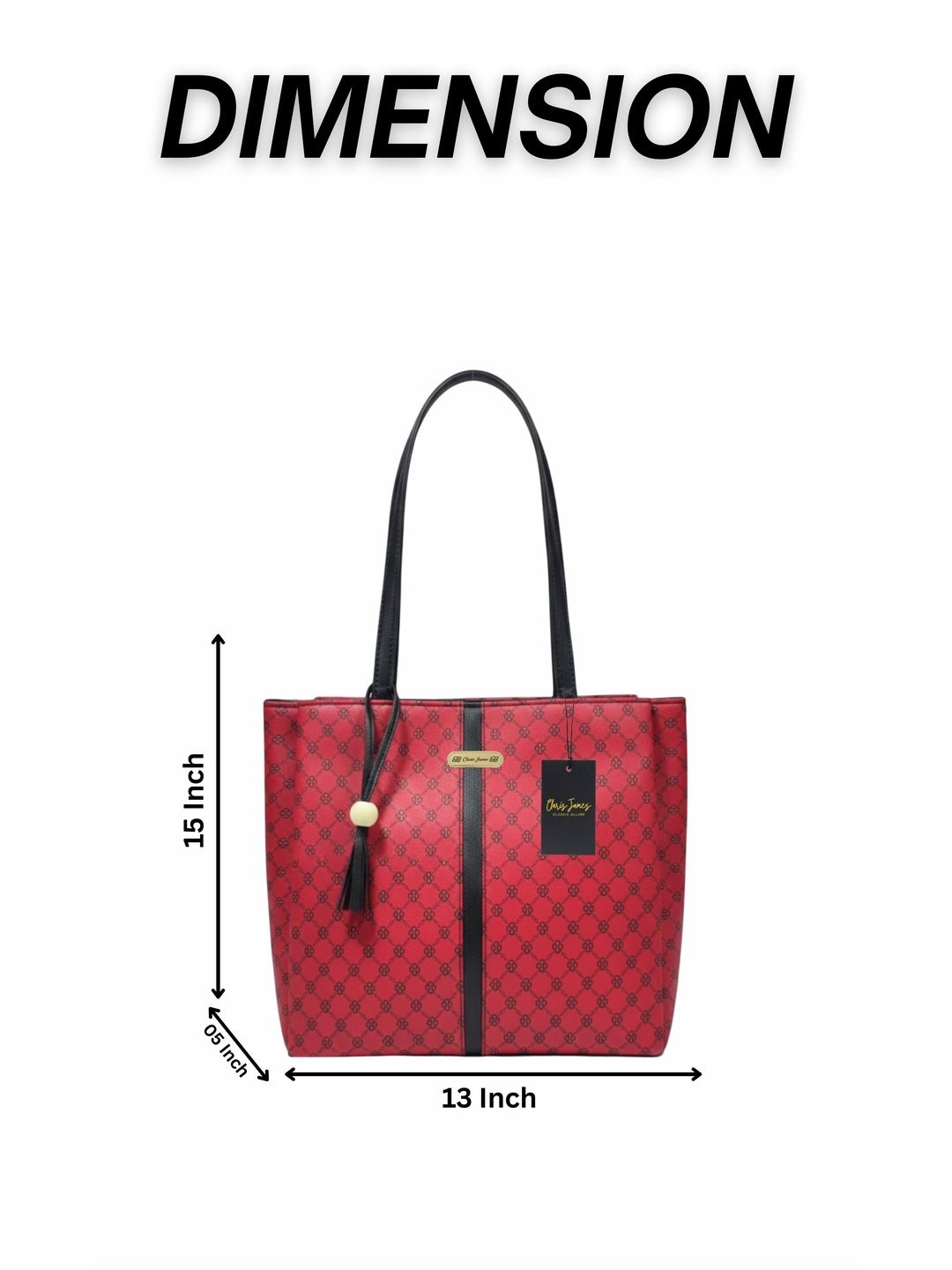 Buy CLARIS JAMES Printed PU Structured Tote Bag with Tasselled