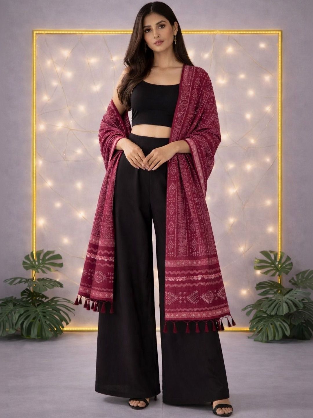 HERE&NOW Ethnic Motifs Printed Block Print Dupatta