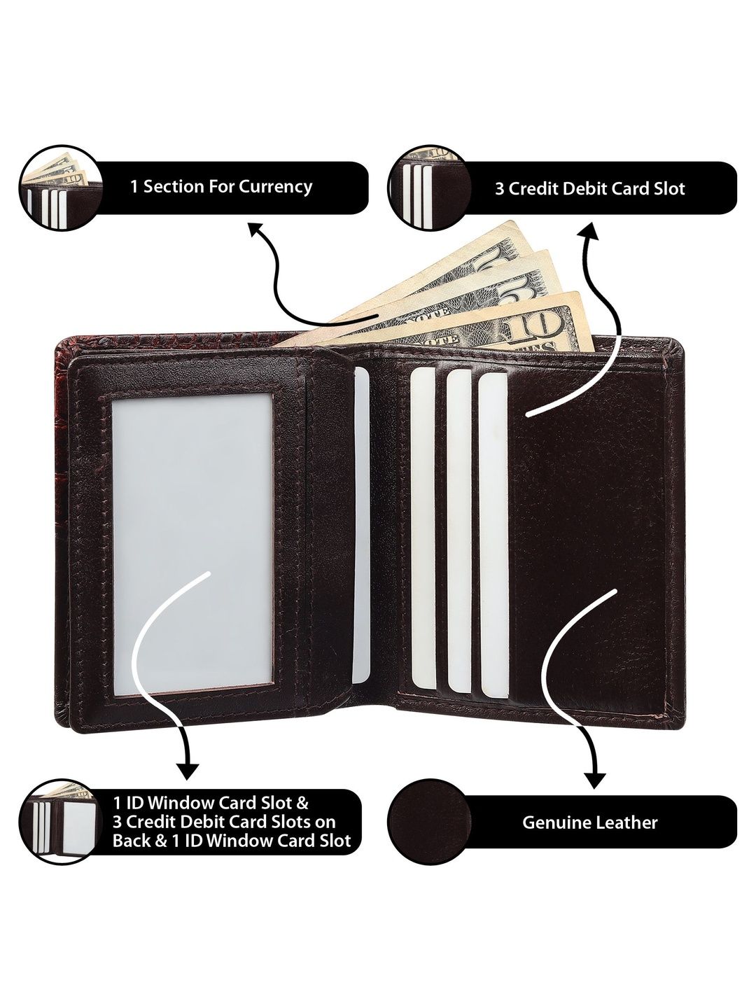 Minoor Men Textured Leather Two Fold Wallet